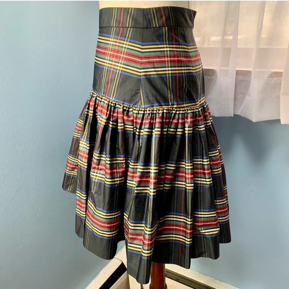 J. Crew Stewart Tartan Plaid Taffeta Skirt Size 0 - Picture 3 of 7